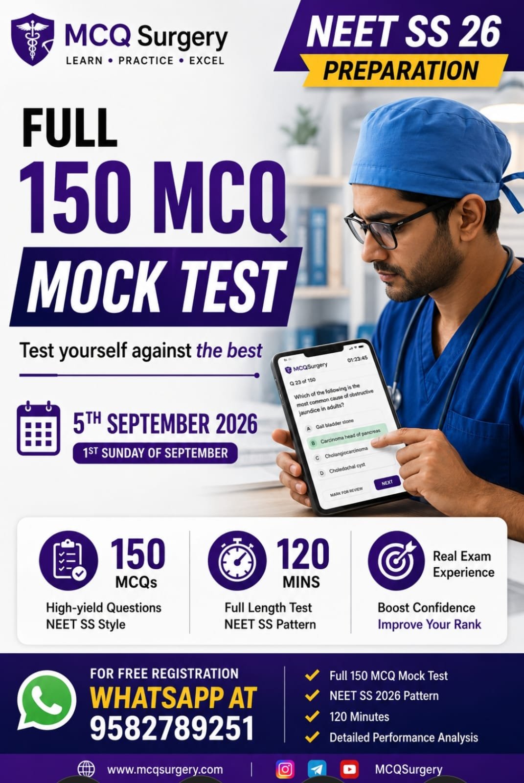 NEET SS 2026 Mock Test 1 - Free All India Mock Test with 150 MCQs